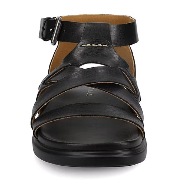 Journee Collection Women's Size 8 M, Mistee Flat Multi-Strap Sandals, Black