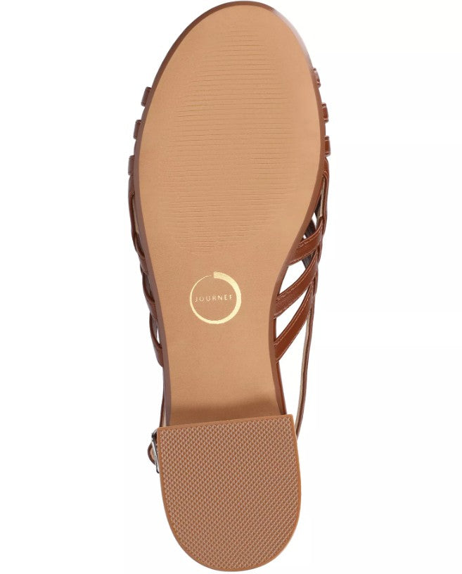 Journee Collection Women's Size 11, Cassandra Slingback Flat Sandals, Brown
