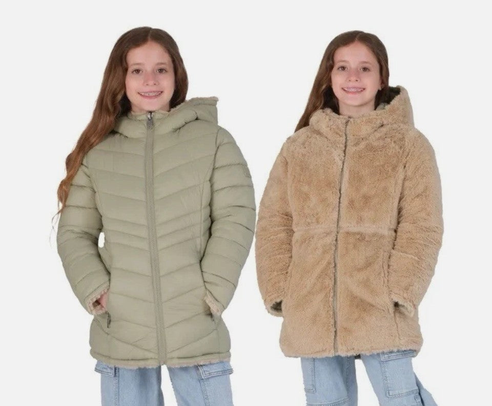 Steve Madden Youth Size Medium 10/12, Reversible Parka Jacket, Green, Grade A