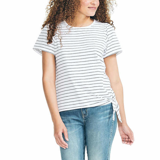 Nautica Ladies' Size Large Side-Tie Tee Short Sleeve T-Shirt, Sail White