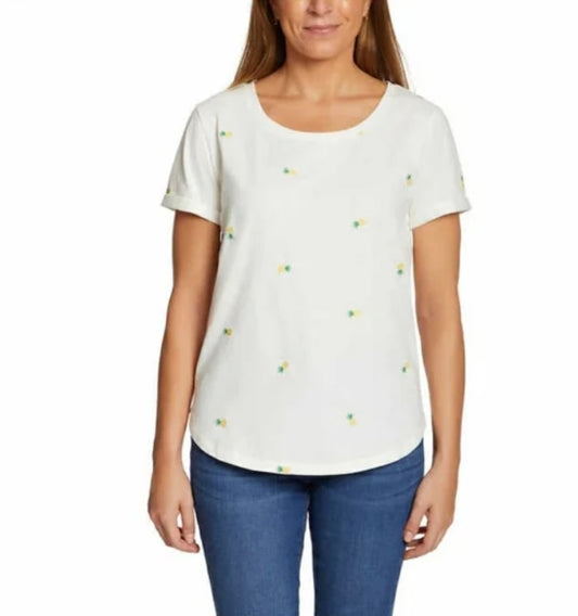 Vintage America Ladies' Size Small, Short Sleeve Tee, White Pineapple