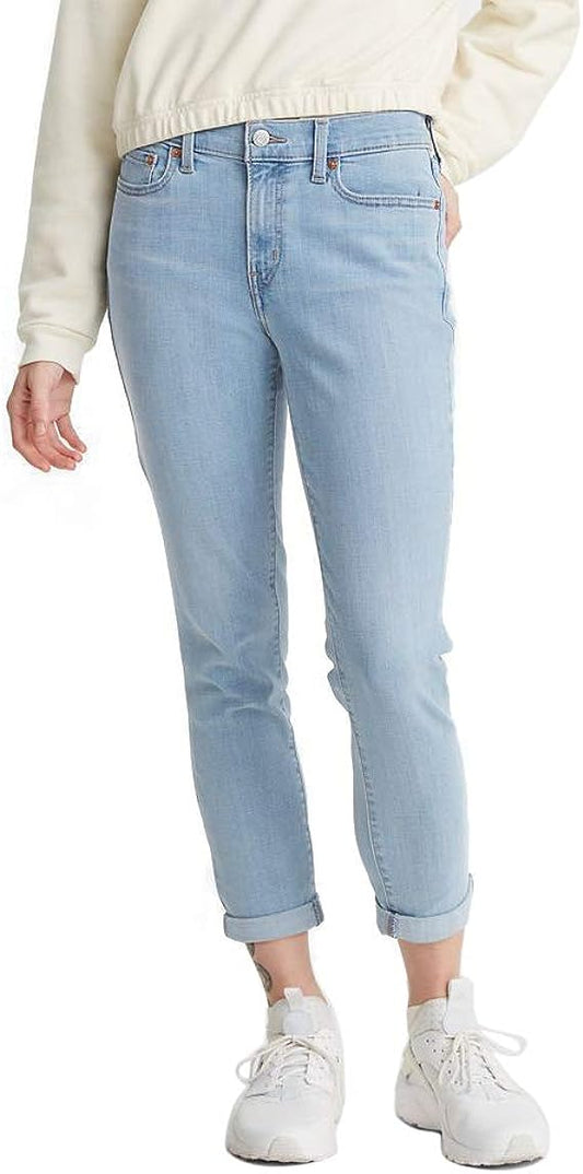 Levi's Ladies' Size 32x27 Mid-Rise Tapered Leg Boyfriend Jeans, Light Indigo