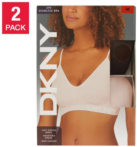 DKNY Ladies’ Size Medium (34C-36B/C )Seamless Bra, 2-pack, Pink (1) Java (1)