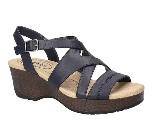 Easy Works by Easy Street Women's 8.5 WW, Rosella Slip-Resistant Sandals, Navy