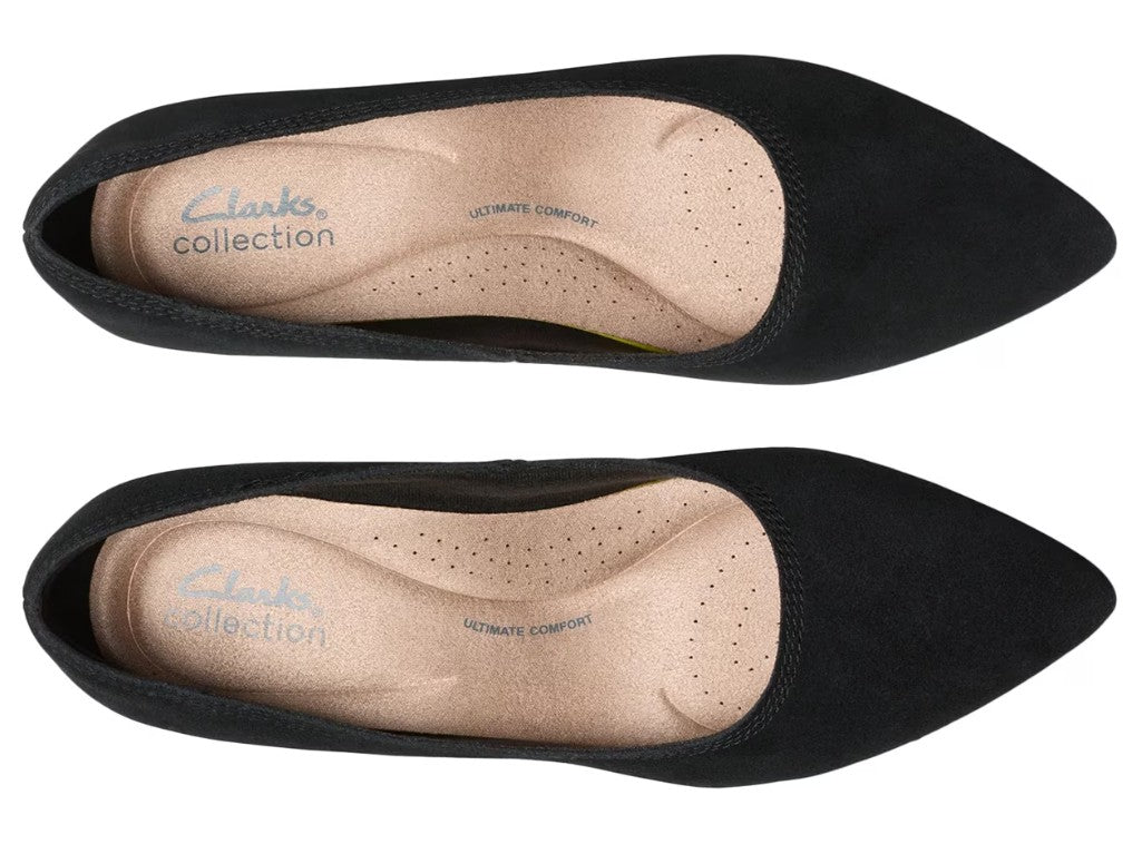 Clarks Women's Size 7.5 Wide, Ellanie Hope Comfort Pumps, Black Suede
