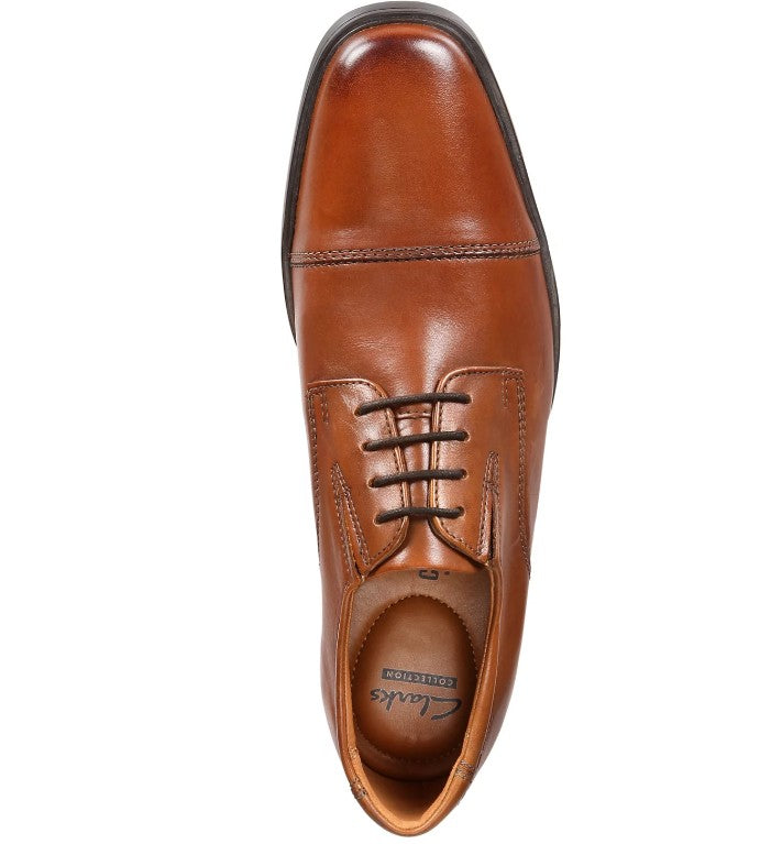 Clarks Men's Size 11 M, Tilden Cap Toe Oxford Dress Shoes, Dark Tan (NO BOX)