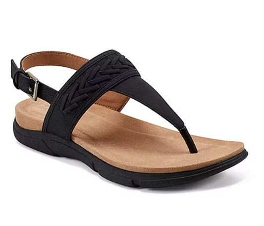 Easy Spirit Women's Size 9, Monte Strap Split Toe Sandals, Black