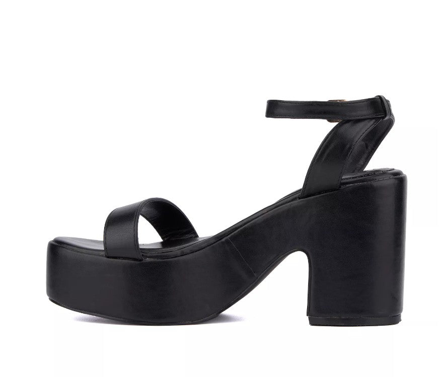 Olivia Miller Charmer Women's Size 8.5 Platform Heeled Sandals, Black