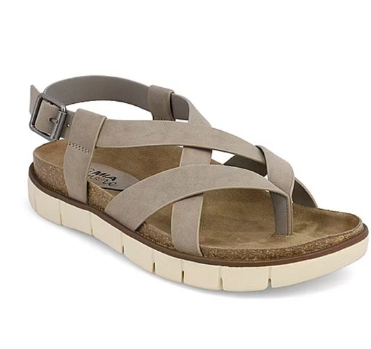 Mia Amore Women's Size 9, Elain Adjustable Strap Flat Sandals, Taupe