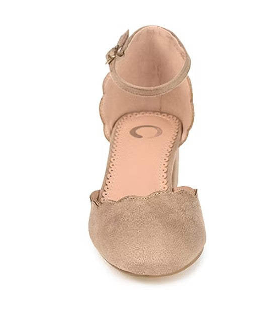 Journee Collection Women Size 11, Edna Ankle Strap Heeled Sandals Pumps, Taupe