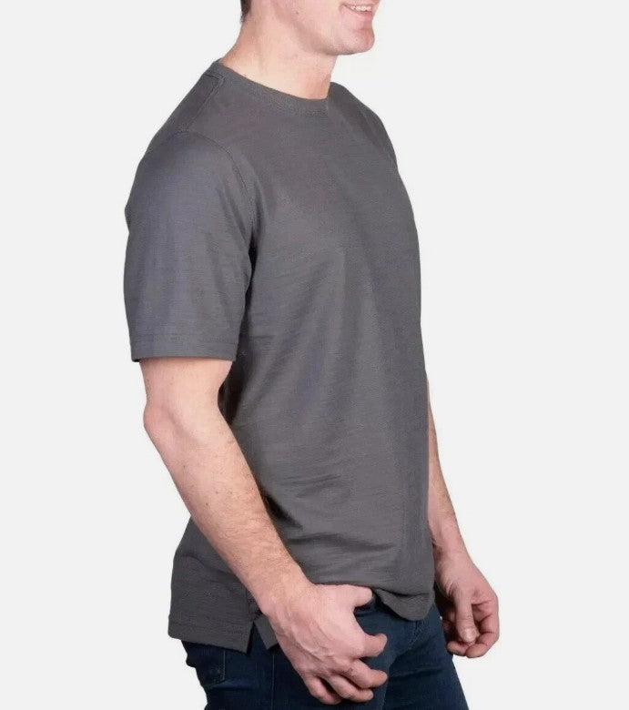 Kirkland Signature Men's Size Small, Short Sleeve Pima Cotton Slub Tee, Gray