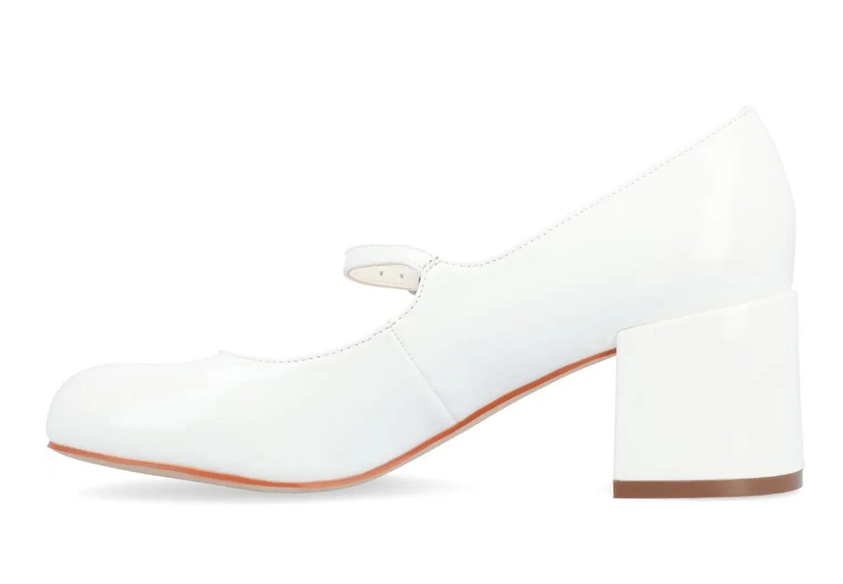 Journee Women's Size 7 M, Okenna Mary Jane Block Heel Pumps, White