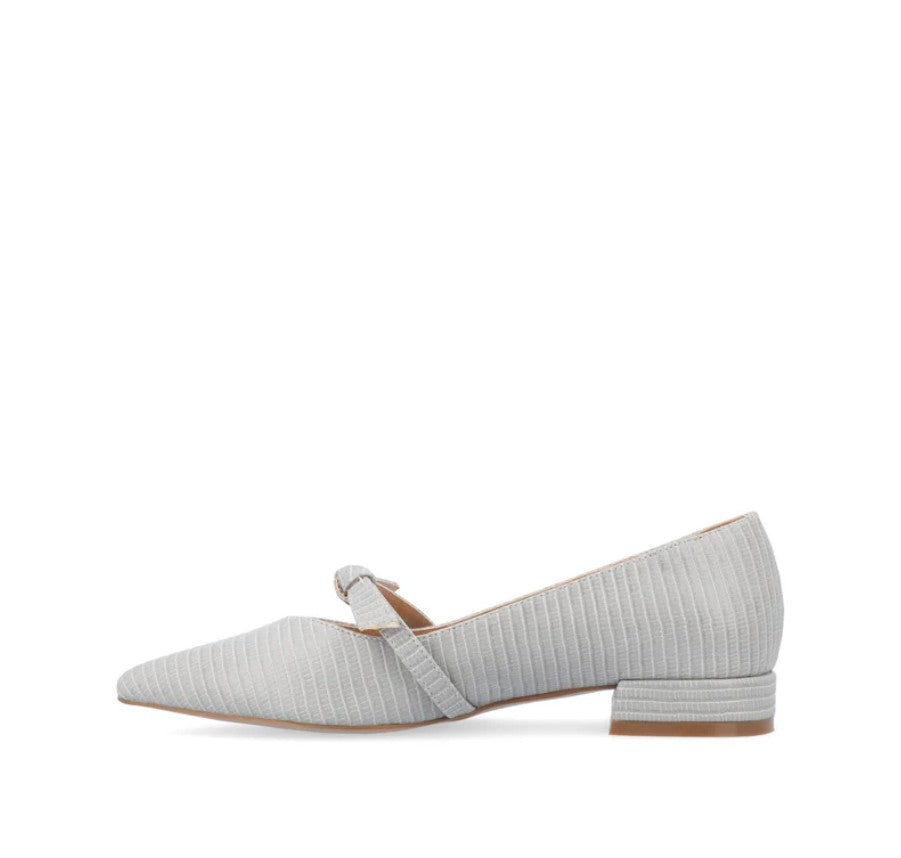 Journee Women's Size 9, Cait Pointed Toe Ballet Flats, Grey Faux Lizard