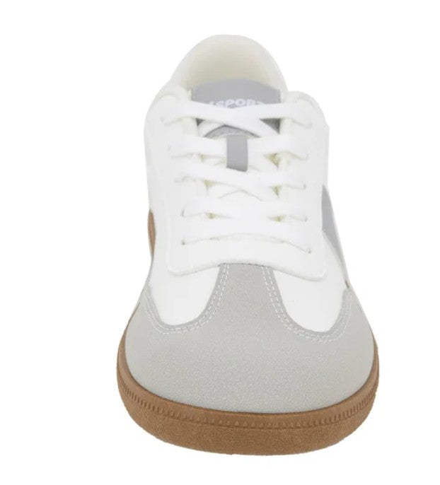 JSport Women's Size 6.5, Lace-up Sneakers Shoes, White/Grey, New (NO BOX)