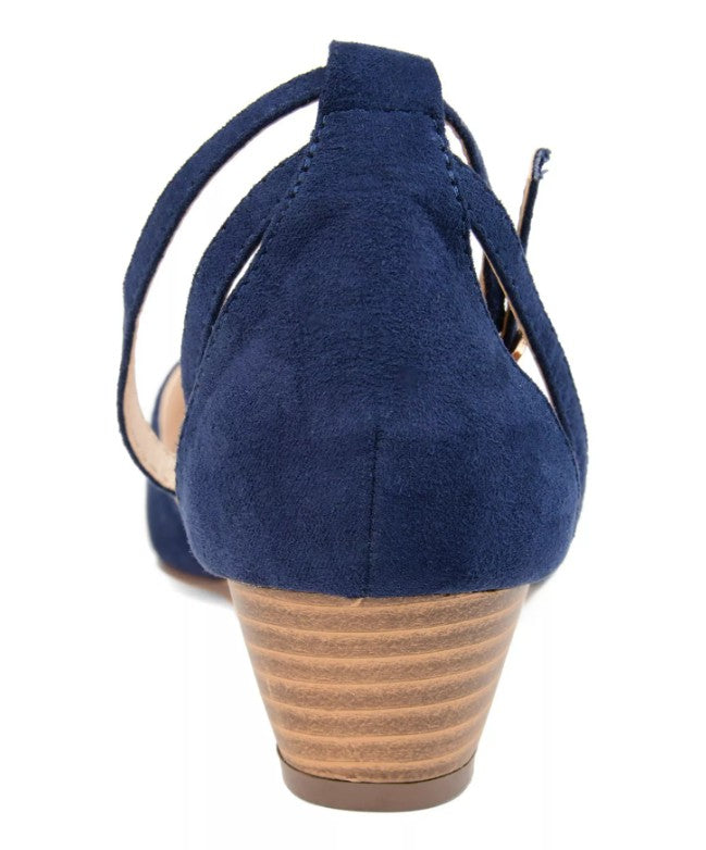 Journee Women's Size 11, Arkie Pointed Toe Demi Wedges, Blue