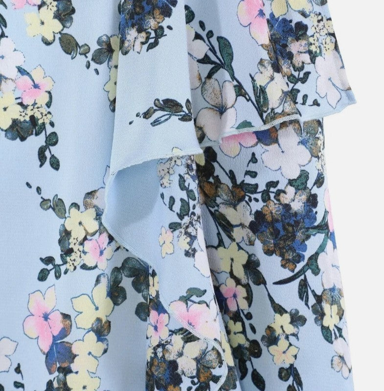 Ted Baker Women's Size Small (4-6), Ruffle Skirt, Powder Blue Floral