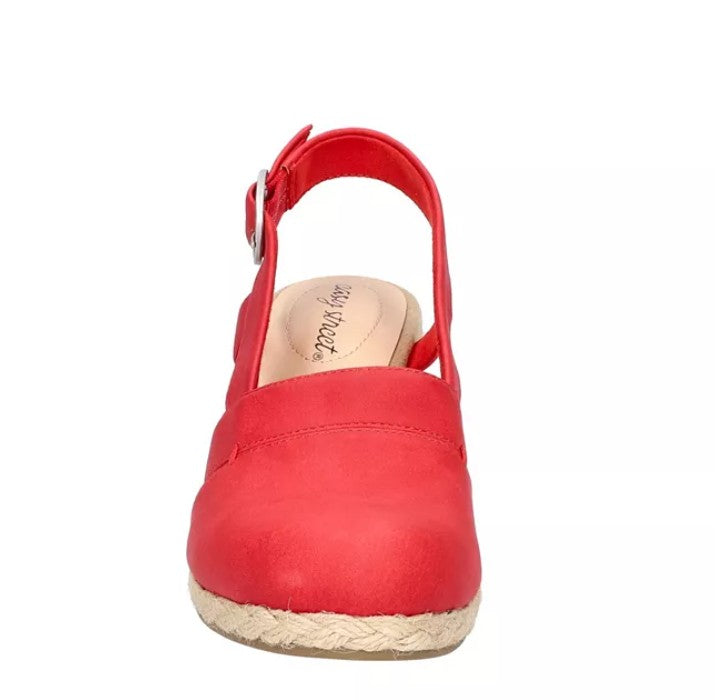 Easy Street Women's Size 11 Wide, Stargaze Espadrille Slingback Wedge Shoes, Red