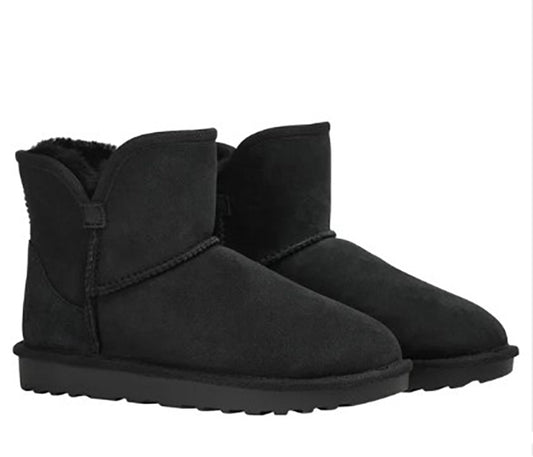 Kirkland Signature Ladies' Size 8 Shearling Scalloped Boot, Black, Cust. Rtn.