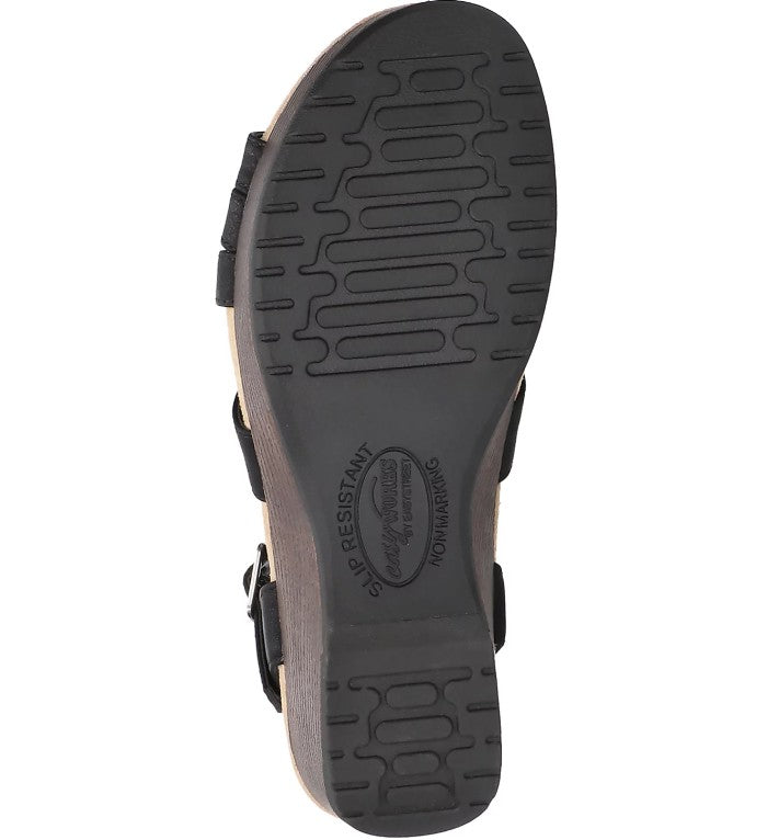 Easy Works by Easy Street Women's 8.5 WW, Rosella Slip-Resistant Sandals, Black