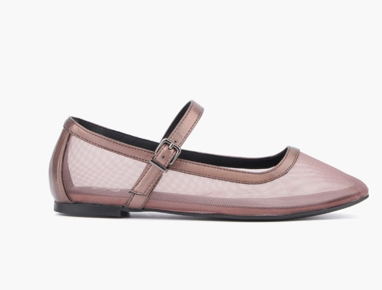 New York & Company Women's Size 7.5, Page 2 Maryjane Flat Shoes, Gun Metal Mesh
