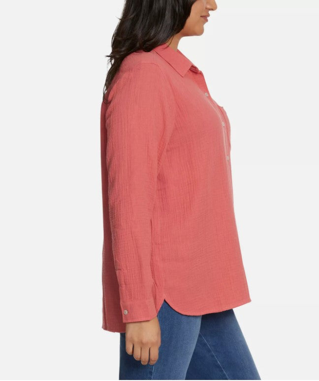 Jessica Simpson Ladies' Size XXL (20-22), Gauze Button Front Shirt, Red