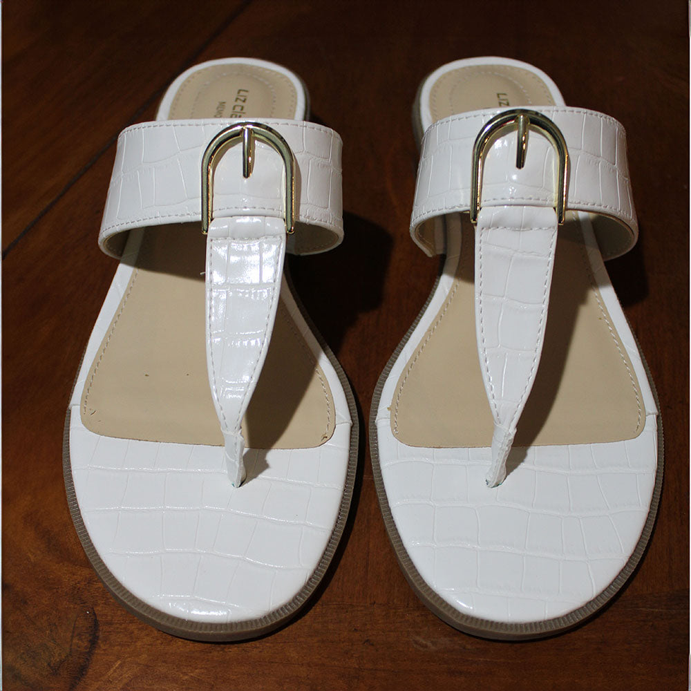 Liz Claiborne Women's Size 7 M, April Low Split Toe Sandals, White