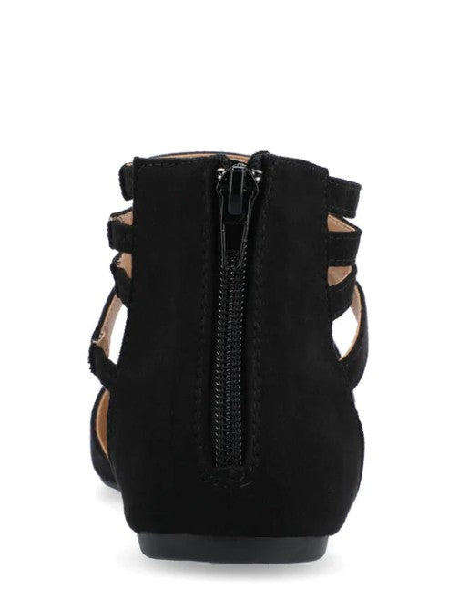 Journee Women's Size 9, Marlee D'orsay Straps Faux Suede Flats, Black