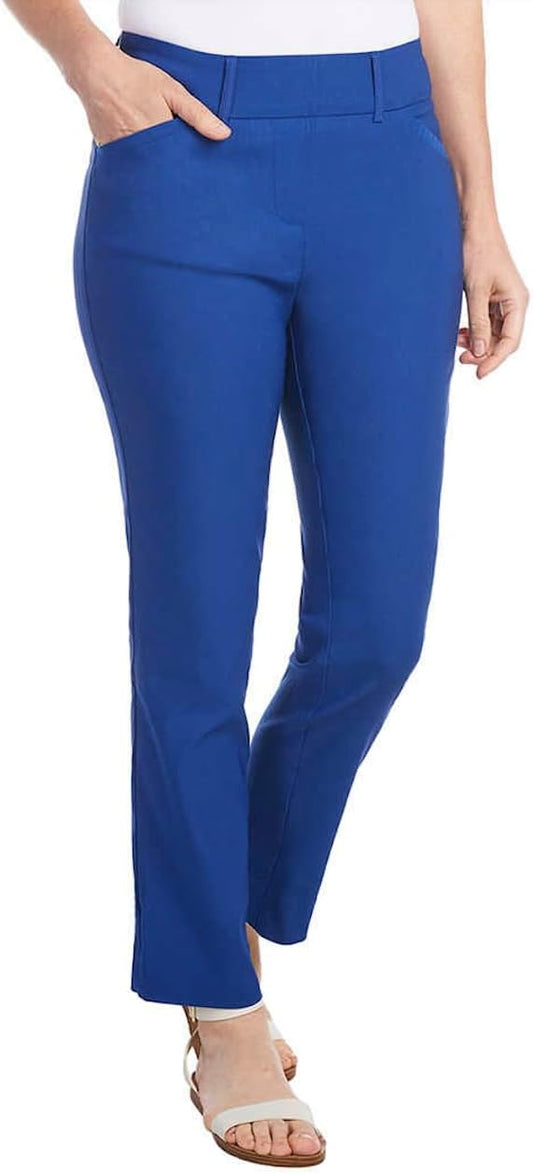 Hilary Radley Ladies' Small Mid-Rise Tummy Control Pull-On Ankle Pant, Blue