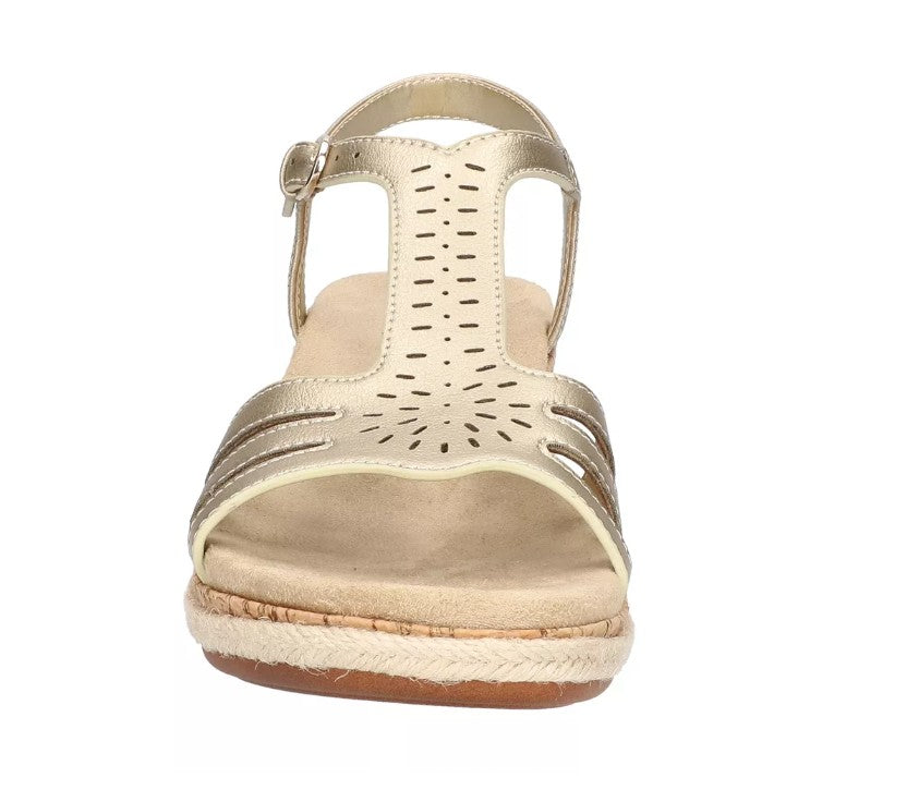 Easy Street Women's Size 7.5 N, Dorinda Cork Wedge Comfort Sandals, Gold