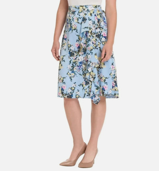 Ted Baker Women's Size Small (4-6), Ruffle Skirt, Powder Blue Floral