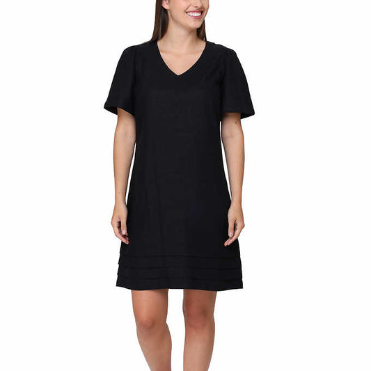 Nicole Miller Ladies' Size Small Linen Blend Dress, Black, Customer Return