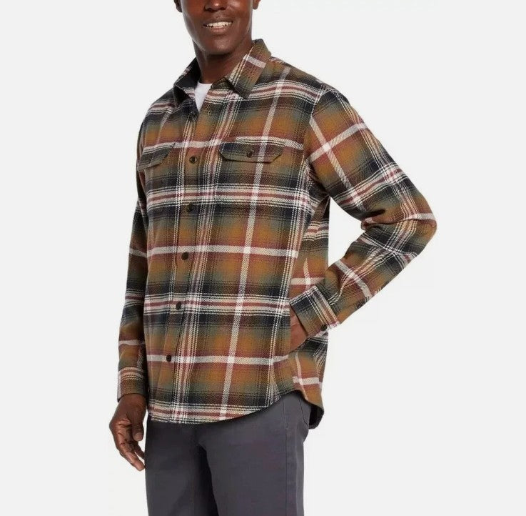 Orvis Men’s Size Large Heavyweight Flannel Long Sleeve Shirt, Brown, Grade A