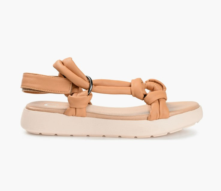 Journee Collection Women's Size 10, Marri Knotted Strap Sandals, Mocha