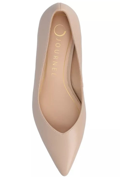 Journee Women's Size 7.5 M, Pammie Pointed Toe Kitten Heel Dress Pumps, Taupe