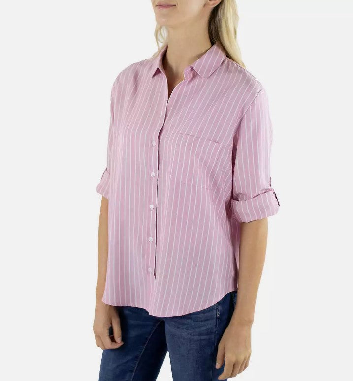 Jachs Girlfriend Ladies' Size Medium (8-10) Long Sleeve Button-Up Blouse, Pink