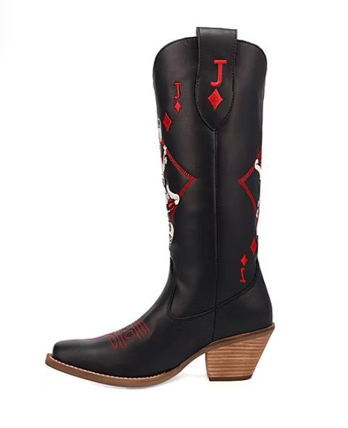 Dingo Womens Size 11 M, Jack Of Diamonds Embroidered Black Leather Cowboy Boots