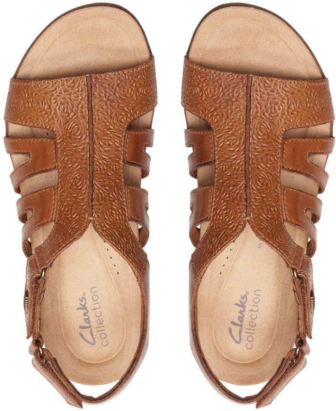 Clarks Women's Size 9 M, April Belle Strappy Sandals, Tan Leather (NO BOX)
