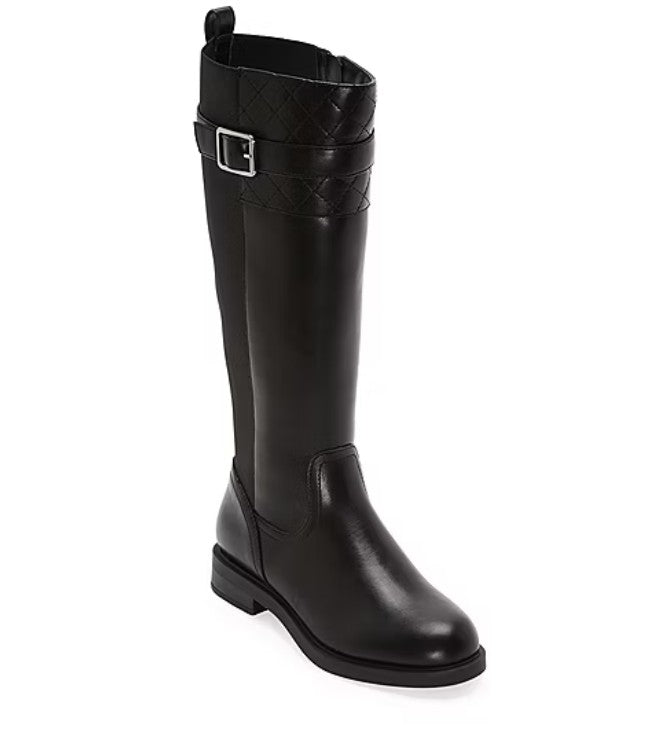 St. John's Bay Women's Size 6 Wide, Winterwood Riding Boots, Black Faux Leather