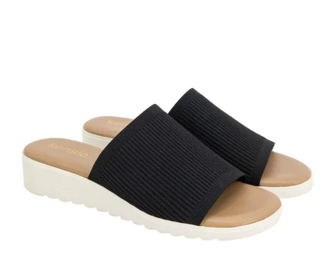 Kensie Women's Size 9, Knit Slip On Sandals, Black, New (NO BOX)