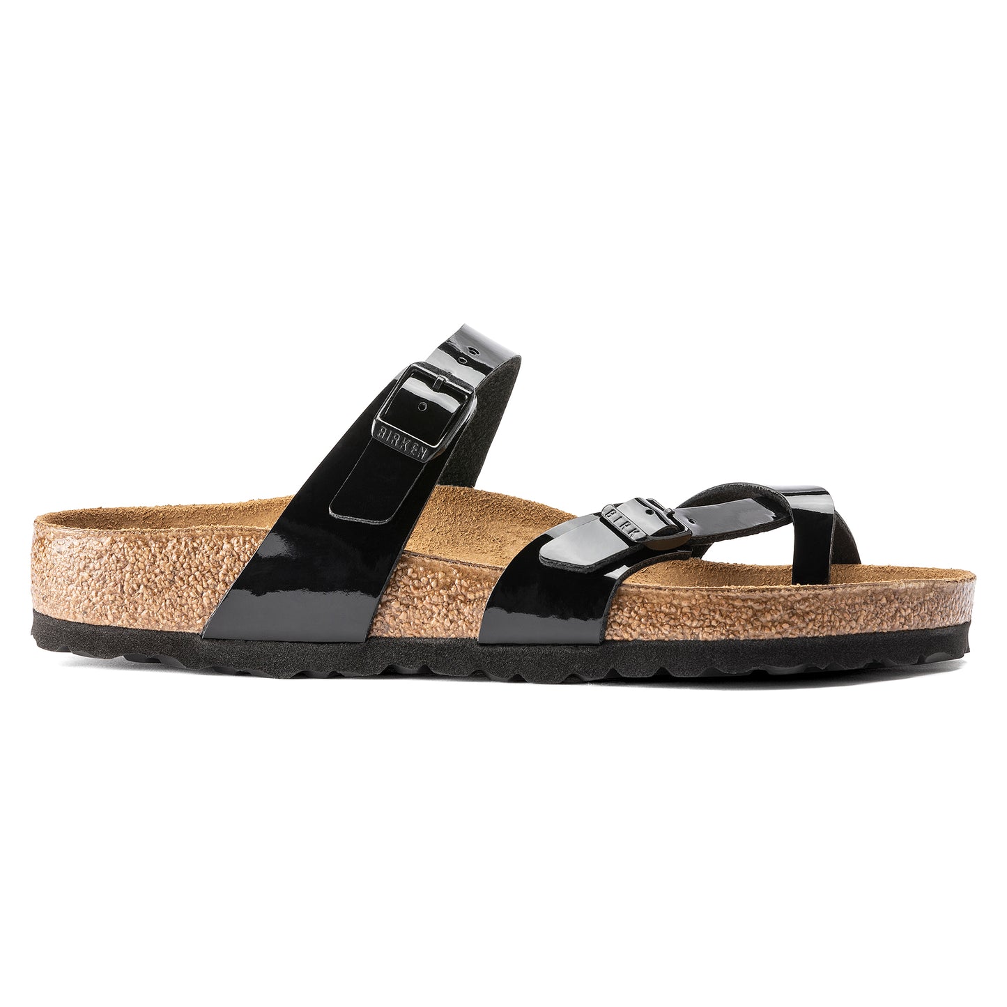 Birkenstock Mayari Size 41 Narrow Fit Leather Birko-Flor Sandal, Black Patent, New in Box