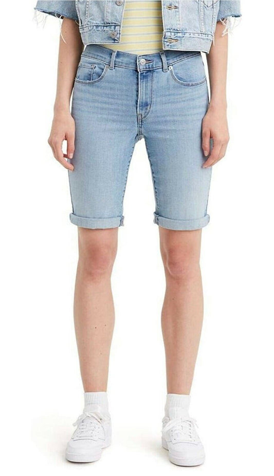 Levi's Ladies' Size 8 / 29" Waist Mid-Rise Bermuda Shorts, Light Blue