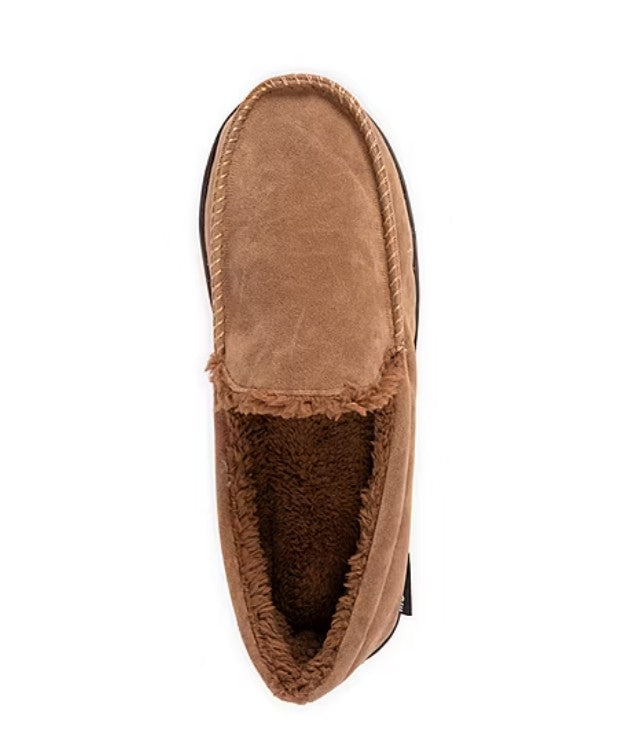Muk Luks Men's Size Large (12-13), Faux Suede Moccasin Slippers, Camel