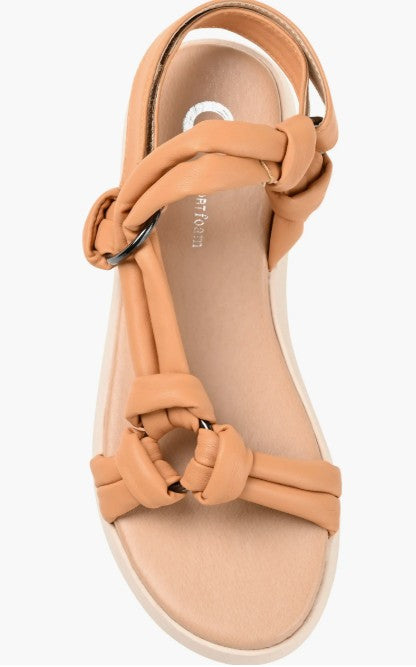 Journee Collection Women's Size 10, Marri Knotted Strap Sandals, Mocha