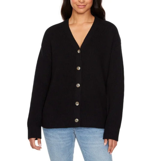 Hudson Ladies' Size Medium (8-10) Cotton Buttondown Cardigan Sweater, Black