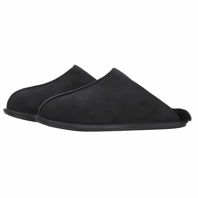 Kirkland Signature Men's Size 12 Shearling Scuff Slipper, Black NEW Ships without Box