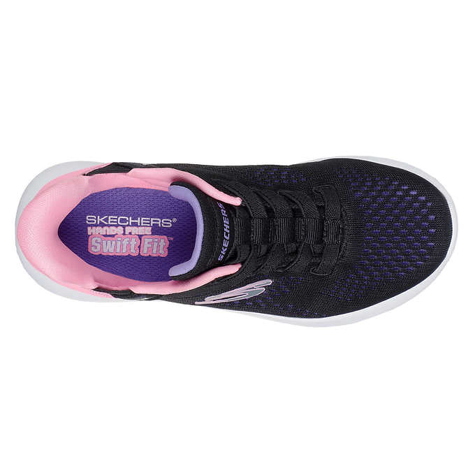 Skechers Kid's Size 1 Swift Fit Runner Shoes Sneakers, Black/Pink NEW Ships without box