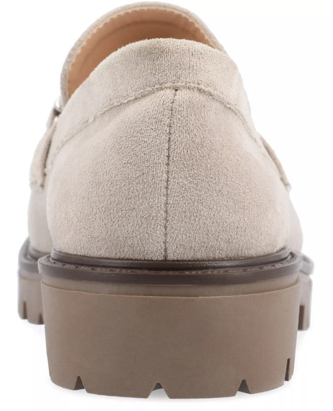 Journee Collection Women's Size 7, Jessamey Lug Sole Loafers, Grey Faux Suede