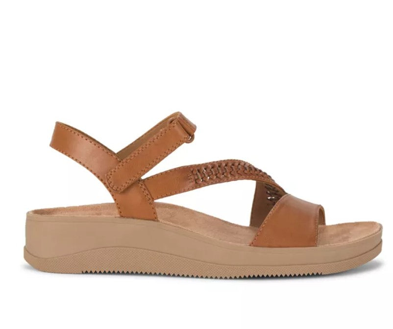 Baretraps Women Size 8 M, Frolick Asymmetrical Wedge Sandals, Dark Caramel Brown