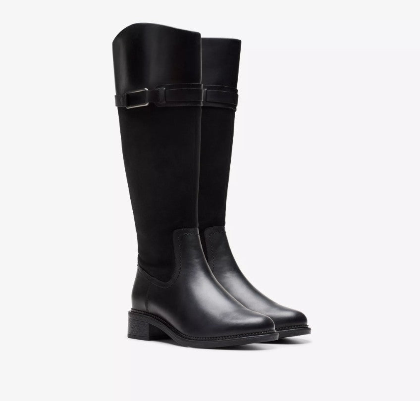 Clarks Maye Carly Women's Size 7 M, Tall Riding Boots, Black Leather