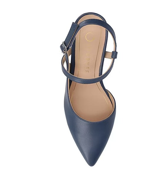 Journee Women's Size 6.5 M, Scipio Pointed Toe Stiletto Heel Pumps, Navy